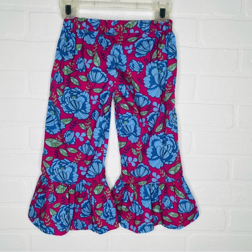 Matilda Jane Clothing Girls Ruffle Pants Nightfall Pattern in Pink Blue Size 2
